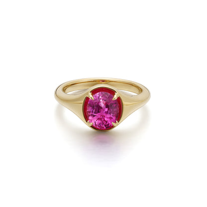 Evie-Oval Cut Lab Grown Pink Sapphire Gemstone Ring