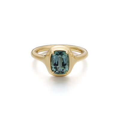 Ellie-Cushion Cut Green Tourmaline Gemstone Ring