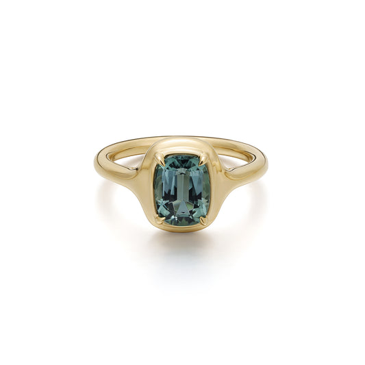 Ellie-Cushion Cut Green Tourmaline Gemstone Ring