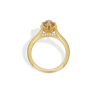 Arwen-Champagne Old Mine Pear Lab Grown Diamond Ring