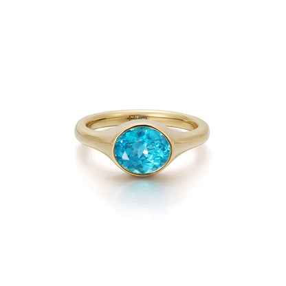 Juno-Oval Cut Lab Grown Paraiba Gemstone Ring