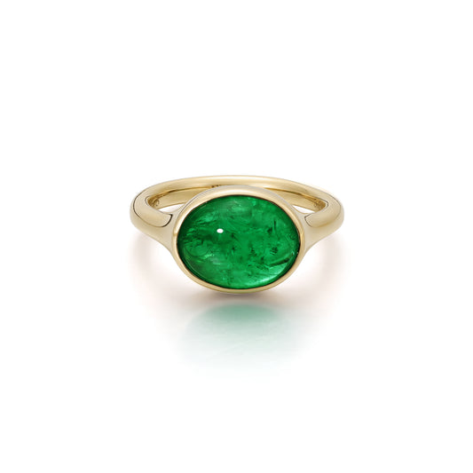 Juno-Oval Cut Lab Grown Emerald Gemstone Ring