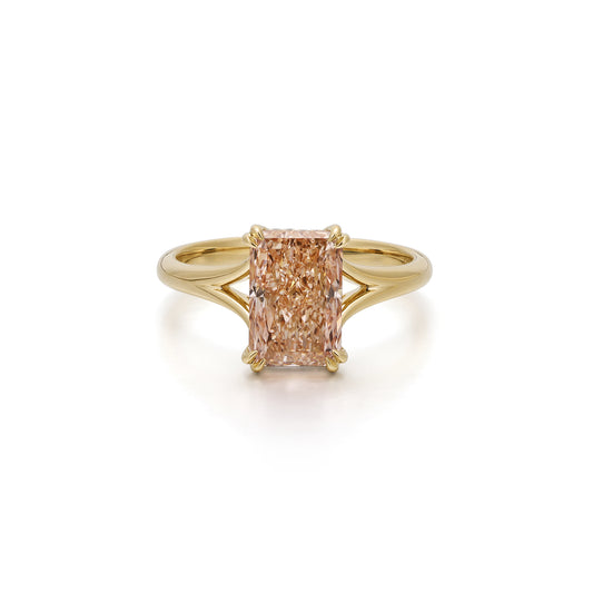 Lucia-Brown Pink Radiant Lab Grown Diamond Engagement Ring