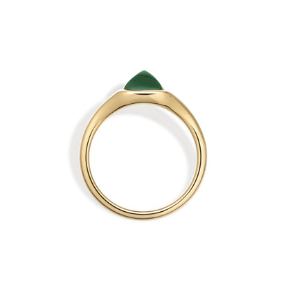 Sarah-Sugarloaf Cabochon Green Tourmaline Gemstone Ring