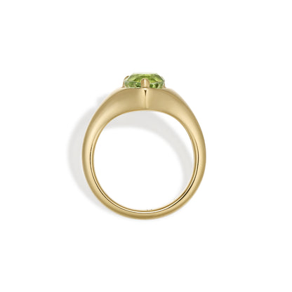 Evie-Pear Cut Lime Green Tourmaline Gemstone Ring