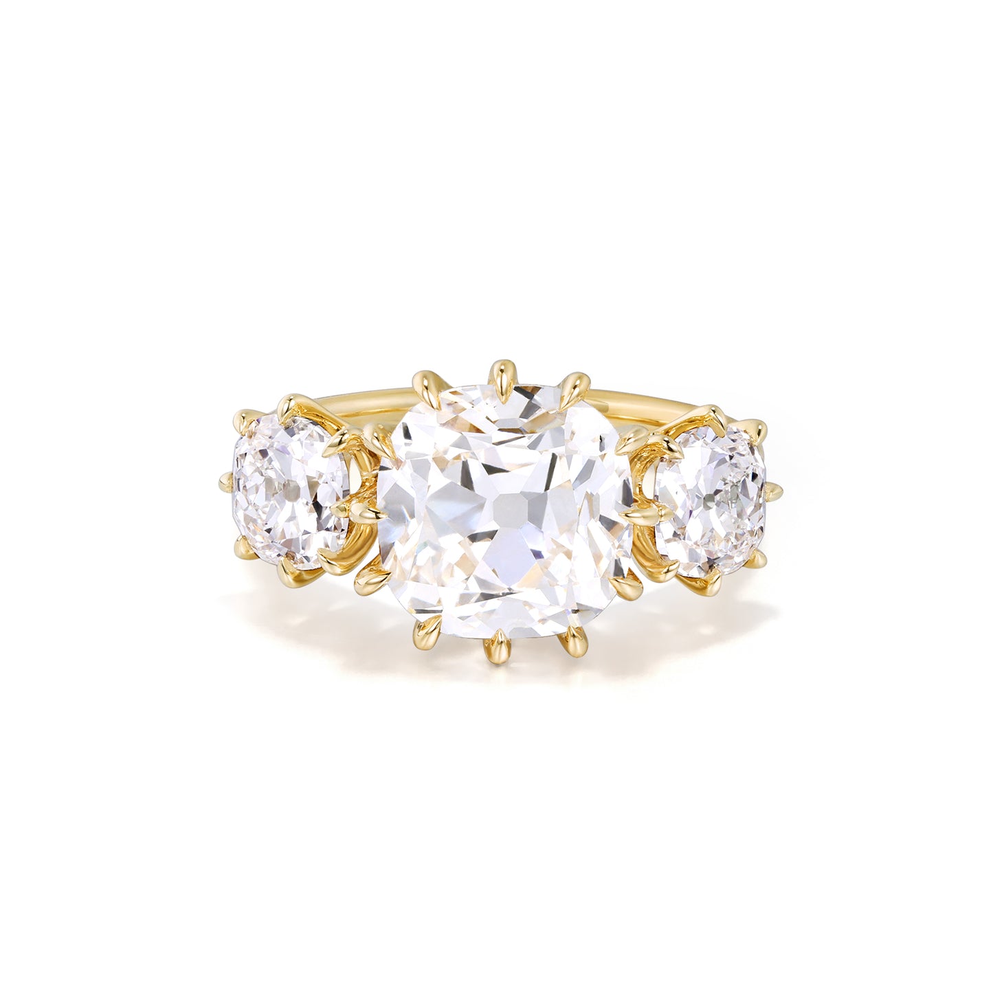 Carroll-Old Mine Cut Lab Grown Diamond Trilogy Engagement Ring