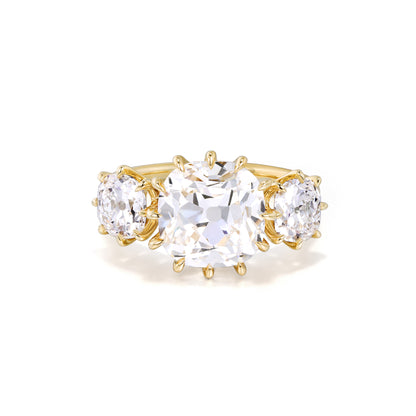 Carroll-Old Mine Cut Lab Grown Diamond Trilogy Engagement Ring