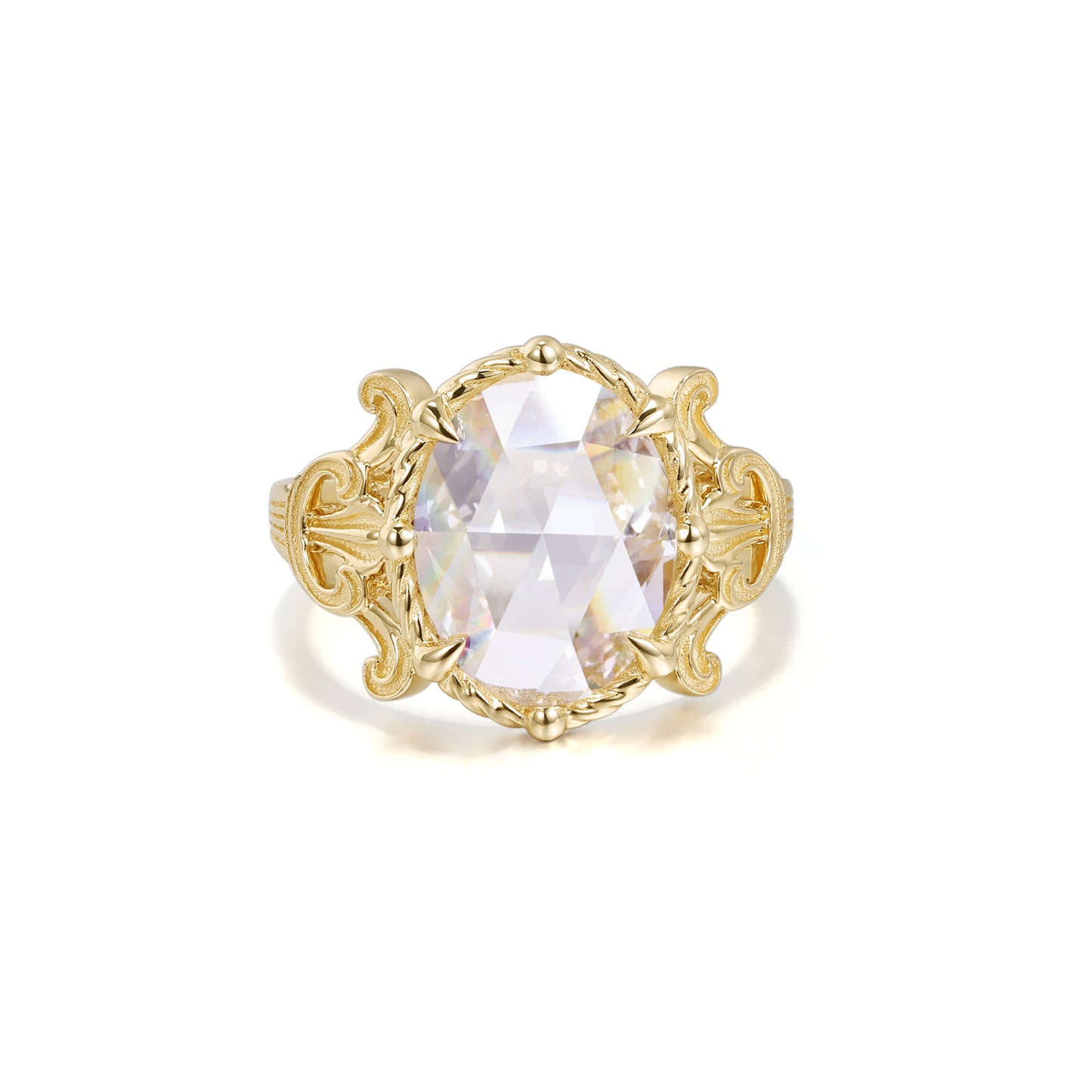 Lark-Oval Rose Cut Lab Grown Diamond Engagement Ring