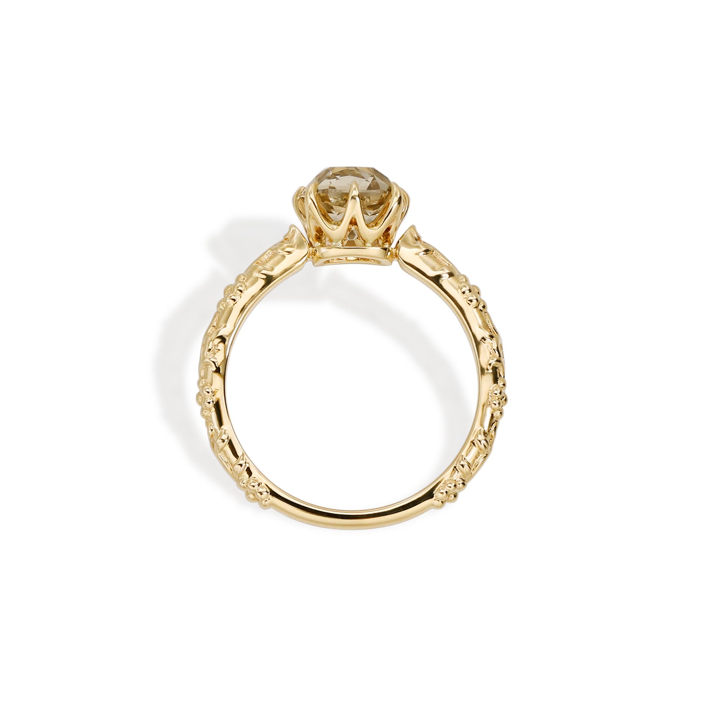 Alba-Champagne Old Mine Cushion Lab Grown Diamond Ring