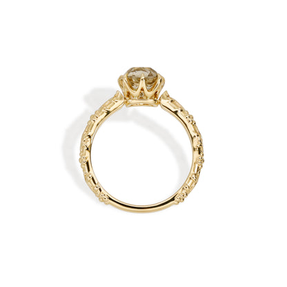 Alba-Champagne Old Mine Cushion Lab Grown Diamond Ring