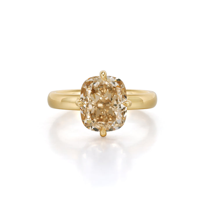 Sienna-Champagne Old Mine Cushion Lab Grown Diamond Ring
