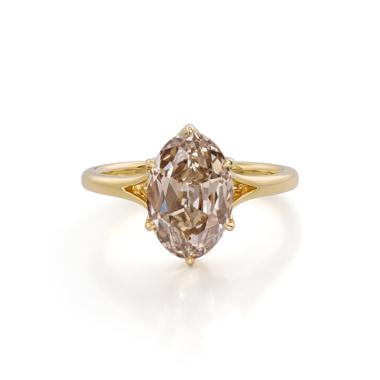 Farro-Champagne Old Mine Oval Lab Grown Diamond Ring