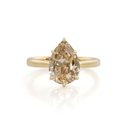 Jasper-Champagne Old Mine Pear Lab Grown Diamond Engagement Ring