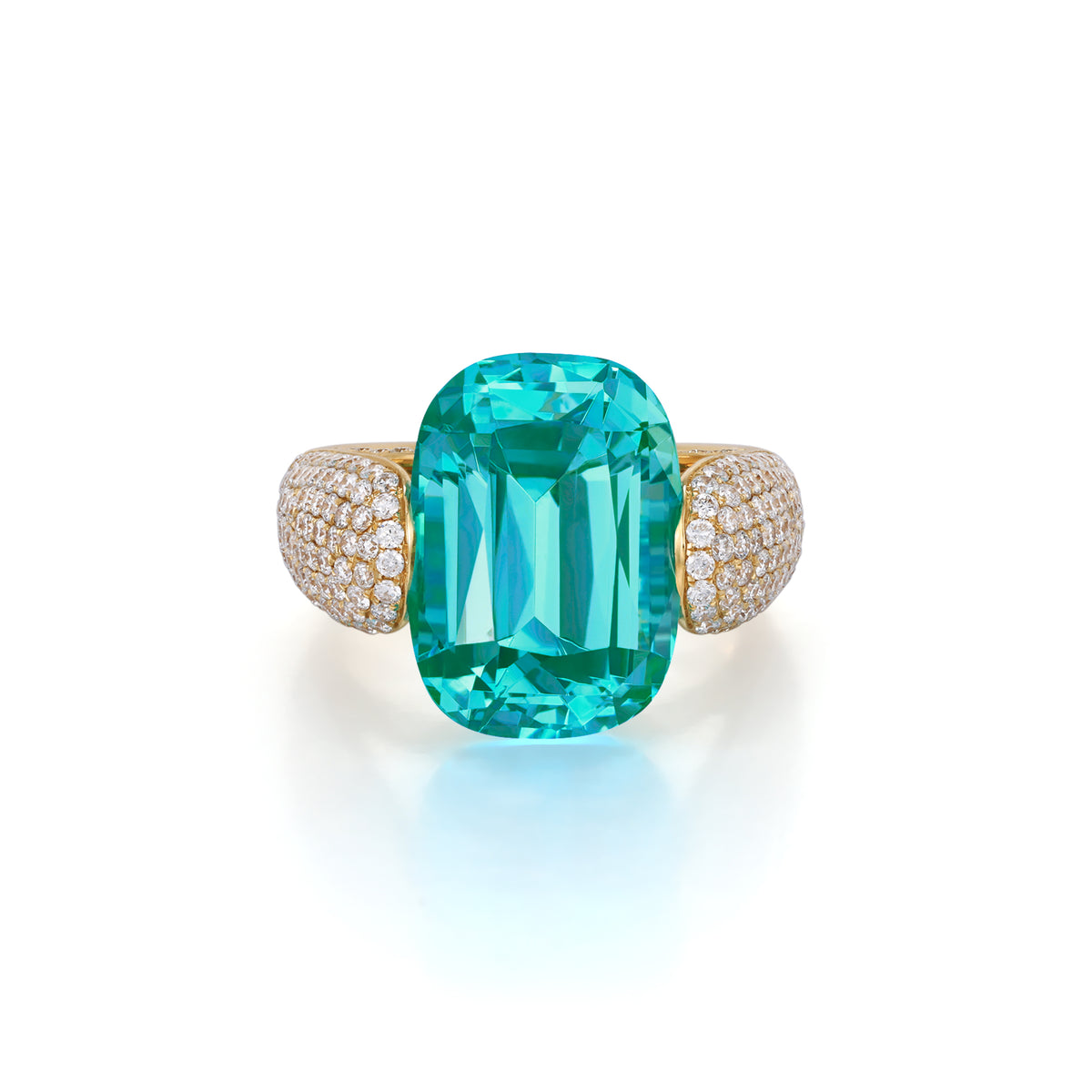 Marlow-Cushion cut Lab Grown Paraiba Diamond Pavé Ring