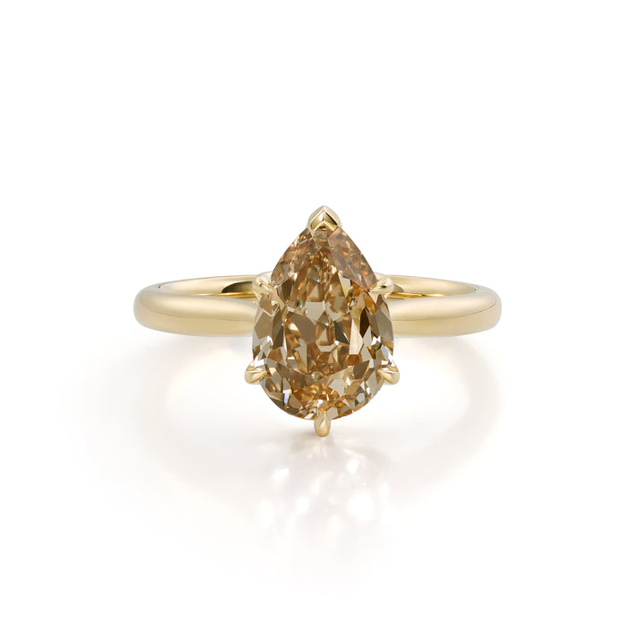 Alfa-Champagne Old Mine Pear Lab Grown Diamond Ring