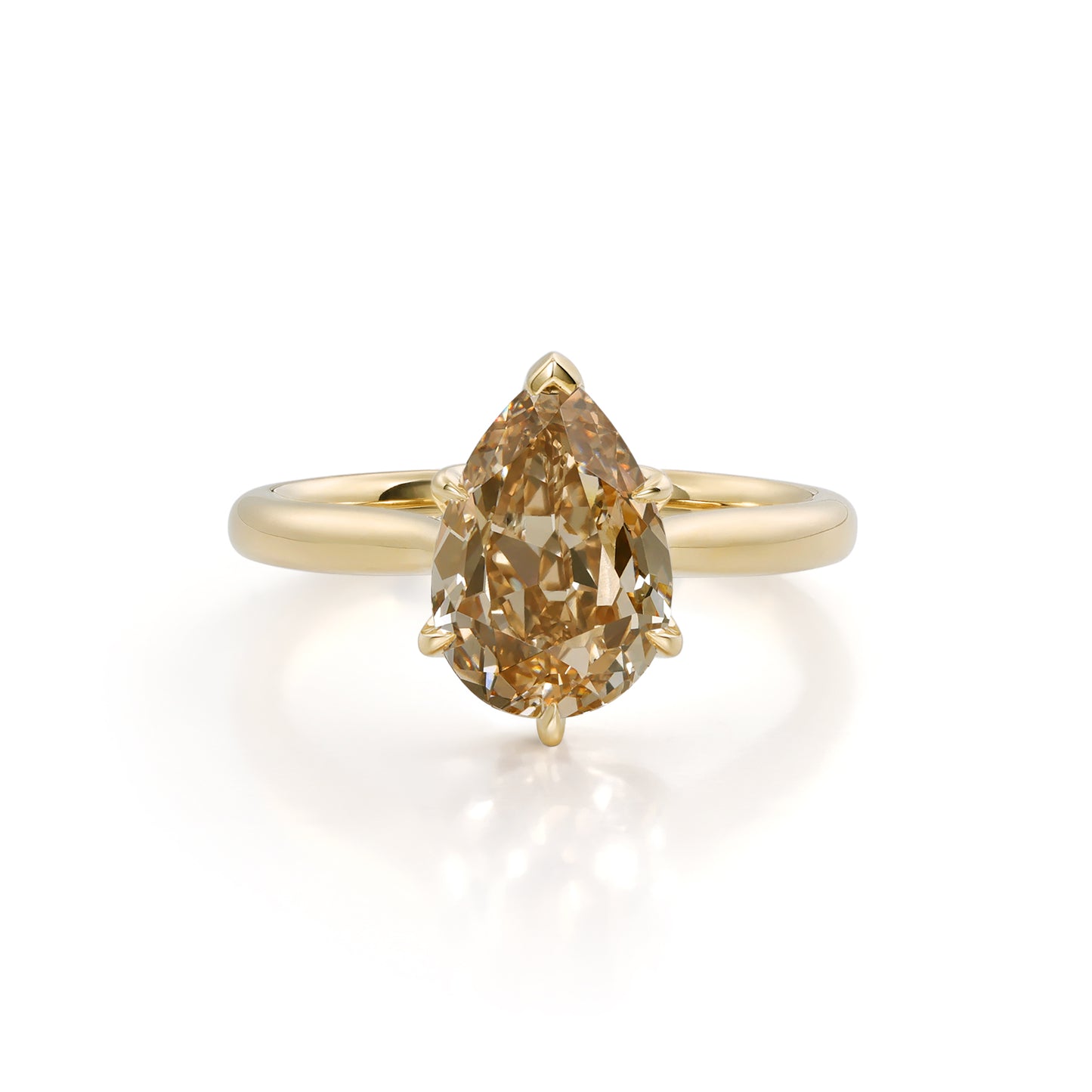 Alfa-Champagne Old Mine Pear Lab Grown Diamond Ring