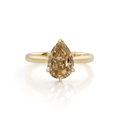 Alfa-Champagne Old Mine Pear Lab Grown Diamond Ring