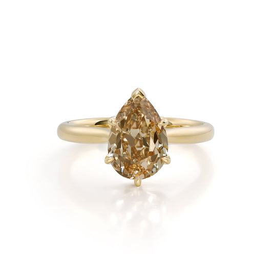 Jasper-Champagne Pear Lab Grown Diamond Ring
