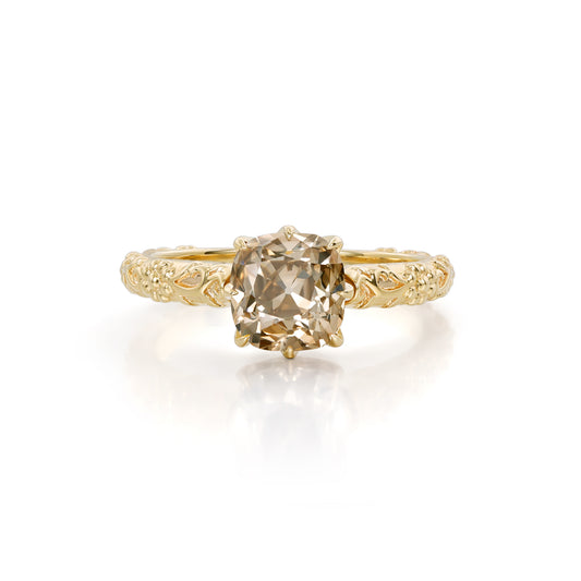 Alba-Champagne Old Mine Oval Lab Grown Diamond Ring