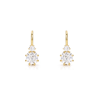 Old Mine Cushion Cut Diamond Leverback Drop Earrings