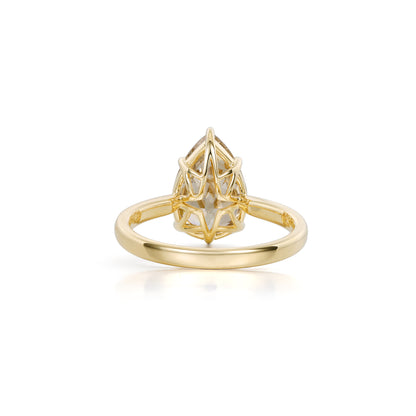 Jasper-Champagne Old Mine Pear Lab Grown Diamond Engagement Ring