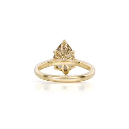 Alfa-Champagne Old Mine Pear Lab Grown Diamond Ring