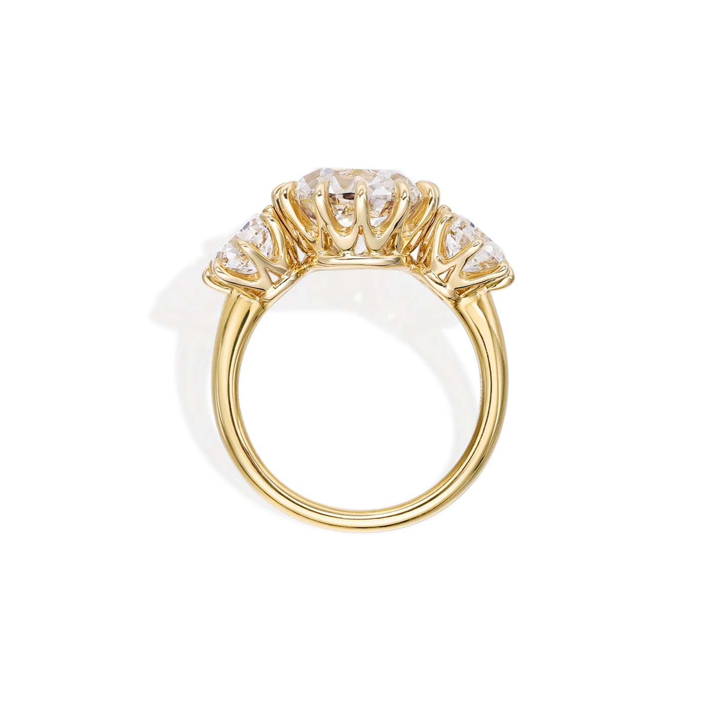 Carroll-Old Mine Cut Lab Grown Diamond Trilogy Engagement Ring