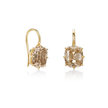 Champagne Old Mine Cut Diamond Drop Earrings