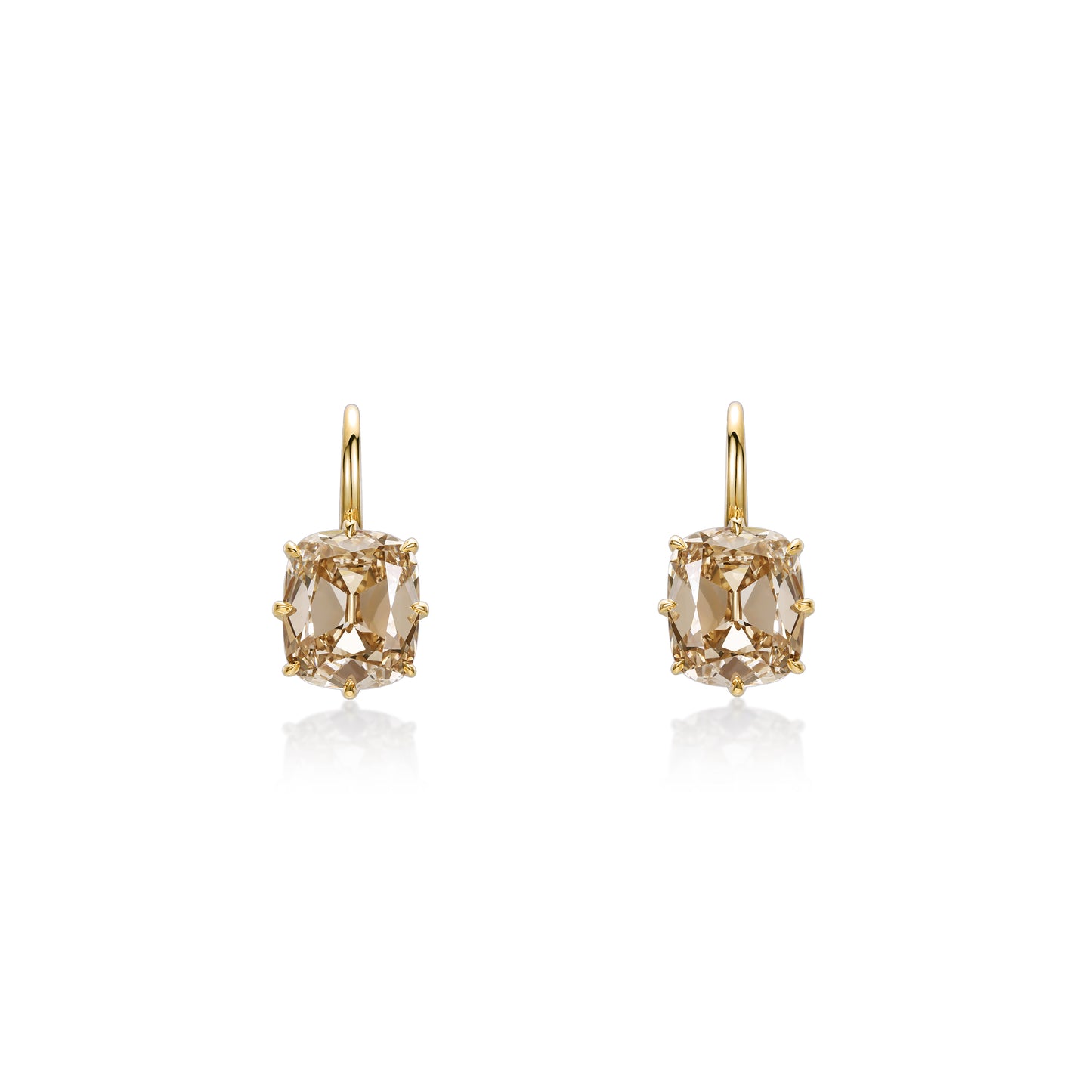 Champagne Old Mine Cut Diamond Drop Earrings