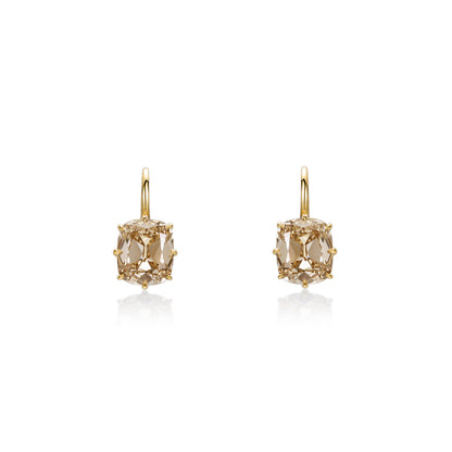 Champagne Old Mine Cut Diamond Drop Earrings