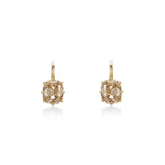 Champagne Old Mine Cut Diamond Drop Earrings