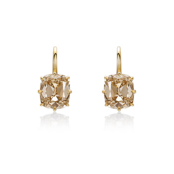 Champagne Old Mine Cut Diamond Drop Earrings