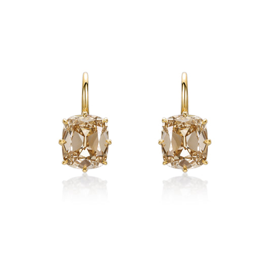 Champagne Old Mine Cut Diamond Drop Earrings