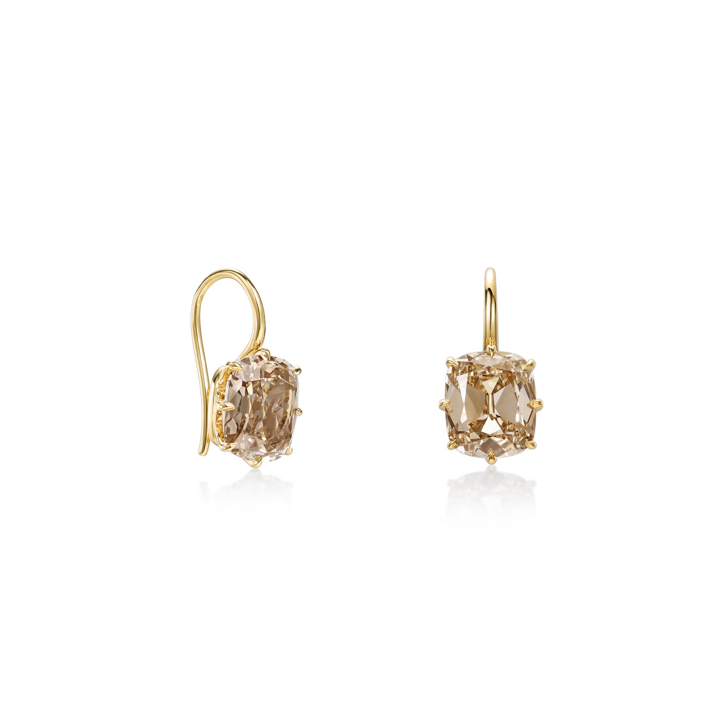 Champagne Old Mine Cut Diamond Drop Earrings