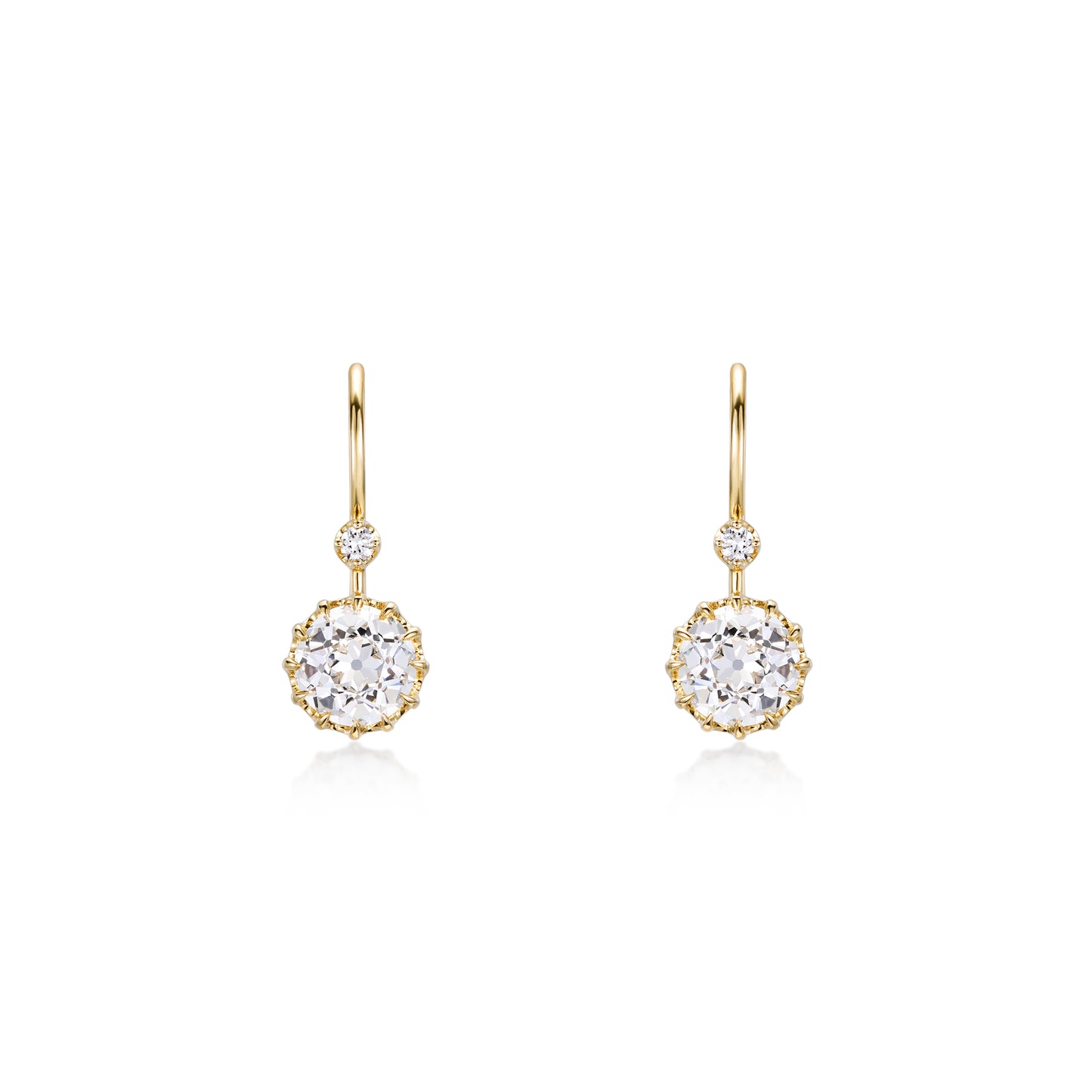 Old European Cut Diamond Drop Earrings