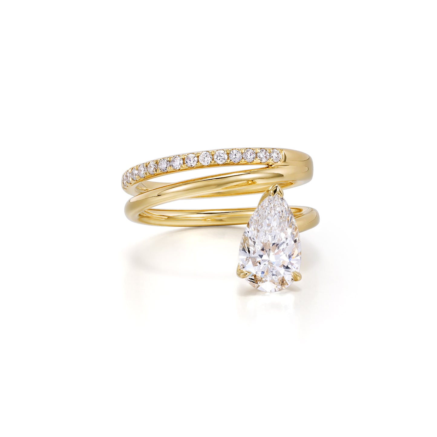 Compass-Pear Cut Lab Grown Diamond Pinky Ring