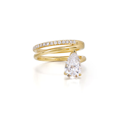 Compass-Pear Cut Lab Grown Diamond Pinky Ring