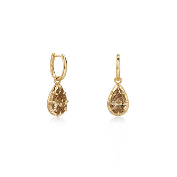 Champagne Pear Cut Diamond Drop Earrings