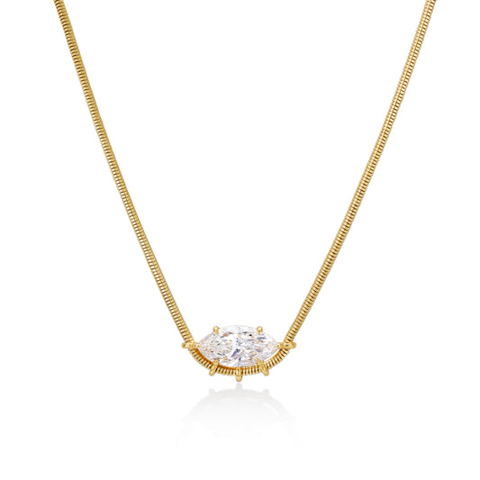 East-West Marquise Lab Grown Diamond Snake Chain Necklace