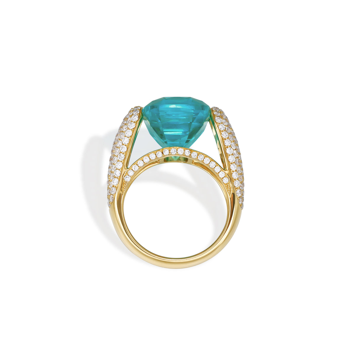 Marlow-Cushion cut Lab Grown Paraiba Diamond Pavé Ring 2