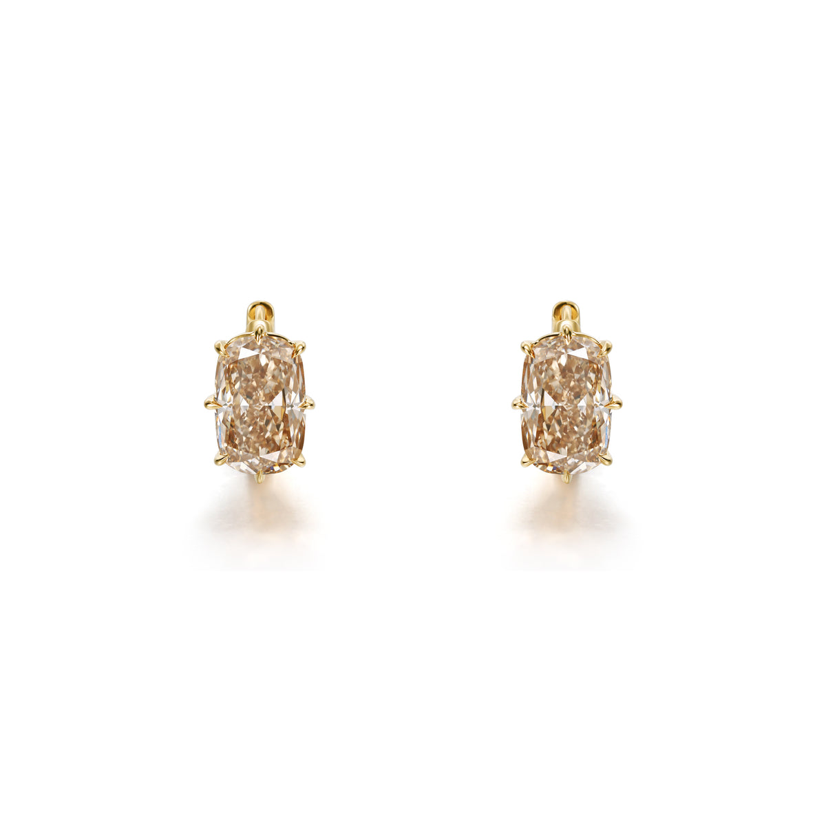 Champagne Cushion Cut Diamond Hoop Earrings