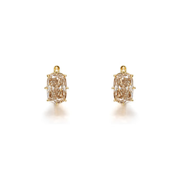 Champagne Cushion Cut Diamond Hoop Earrings