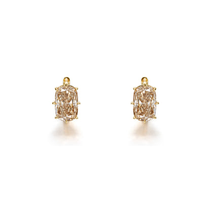 Champagne Cushion Cut Diamond Hoop Earrings