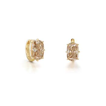 Champagne Cushion Cut Diamond Hoop Earrings