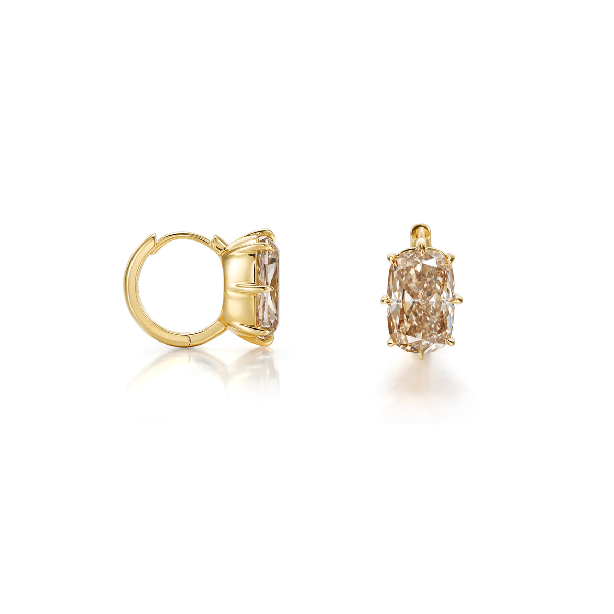 Champagne Cushion Cut Diamond Hoop Earrings 3