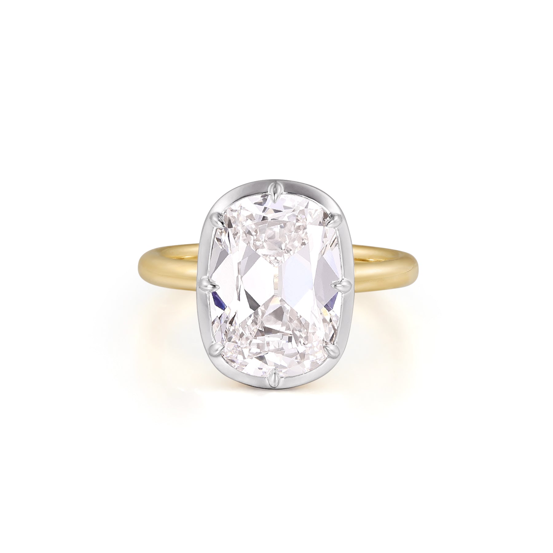 Lena-Old Mine Cushion Cut Lab Grown Diamond Engagement Ring featuring an elongated old mine cushion cut diamond.