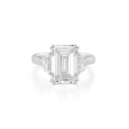 Tate-Emerald Cut Lab Grown Diamond Engagement Ring featuring a 6.05 ct emerald cut diamond in platinum.