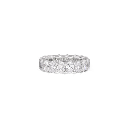 Fawn-Oval and Emerald Cut Diamond Eternity Band featuring 17 lab grown diamonds in distinct cuts.