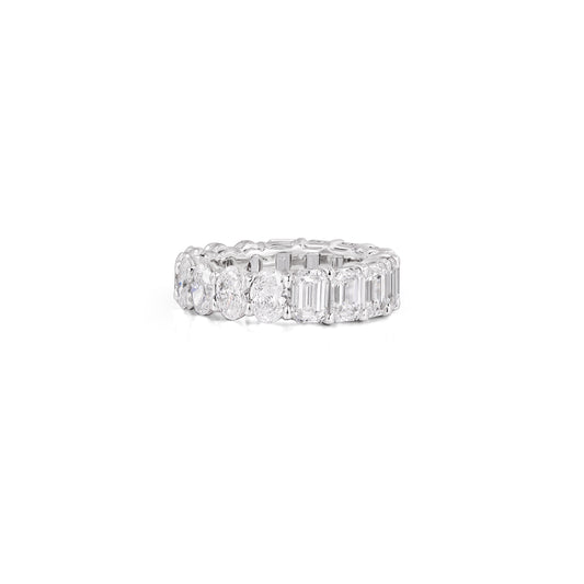 Fawn-Oval and Emerald Cut Diamond Eternity Band showcasing lab-grown diamonds in a dual-half design.