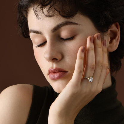 Haven Old Mine Cut Lab Grown Diamond Engagement Ring worn on hand